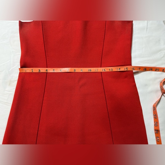 ADEAM Striking Red square neck split hem Midi Dress size 8 - Picture 13 of 15